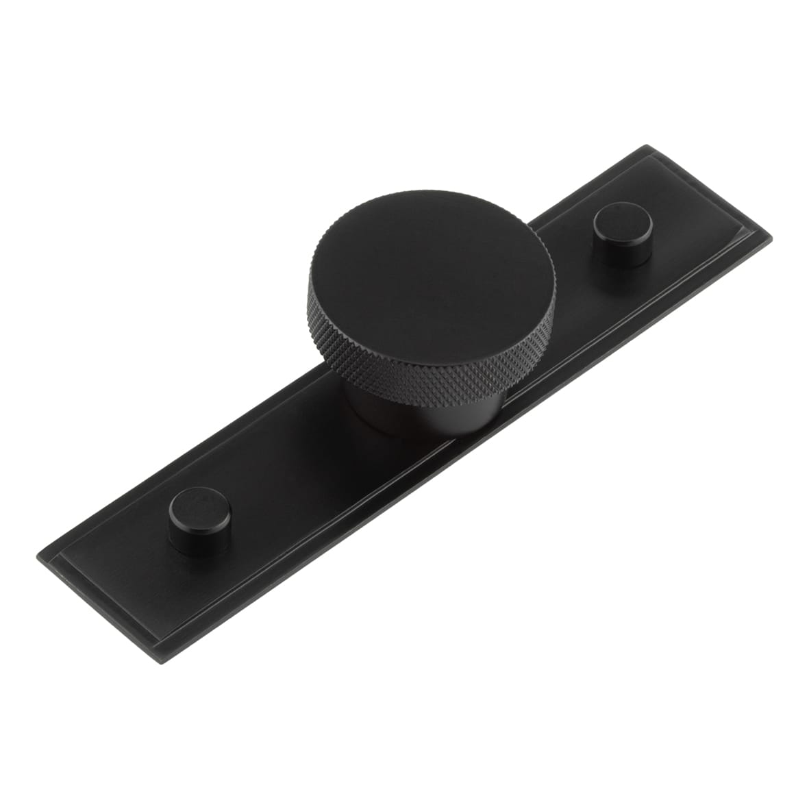 Wenlock Knurled Round Cabinet Knob on Stepped Backplate - 40mm Diameter - Black