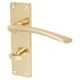 Polished Brass Bathroom Lock Door Handles Pack - Rimini Range