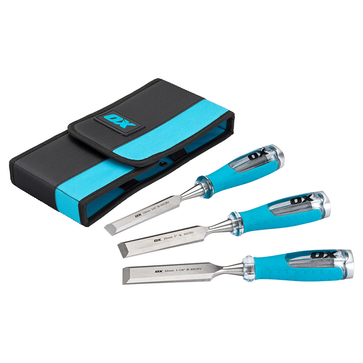Pro Wood Chisel Set in Velcro Case - 3 Pieces