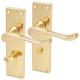 Polished Brass Victorian Scroll Bathroom Door Handles - 155 x 42mm