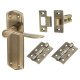 Antique Brass Latch Door Handles Pack - Rome Range