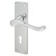 Polished Chrome Victorian Scroll Keyhole Lock Door Handles - 155 x 42mm