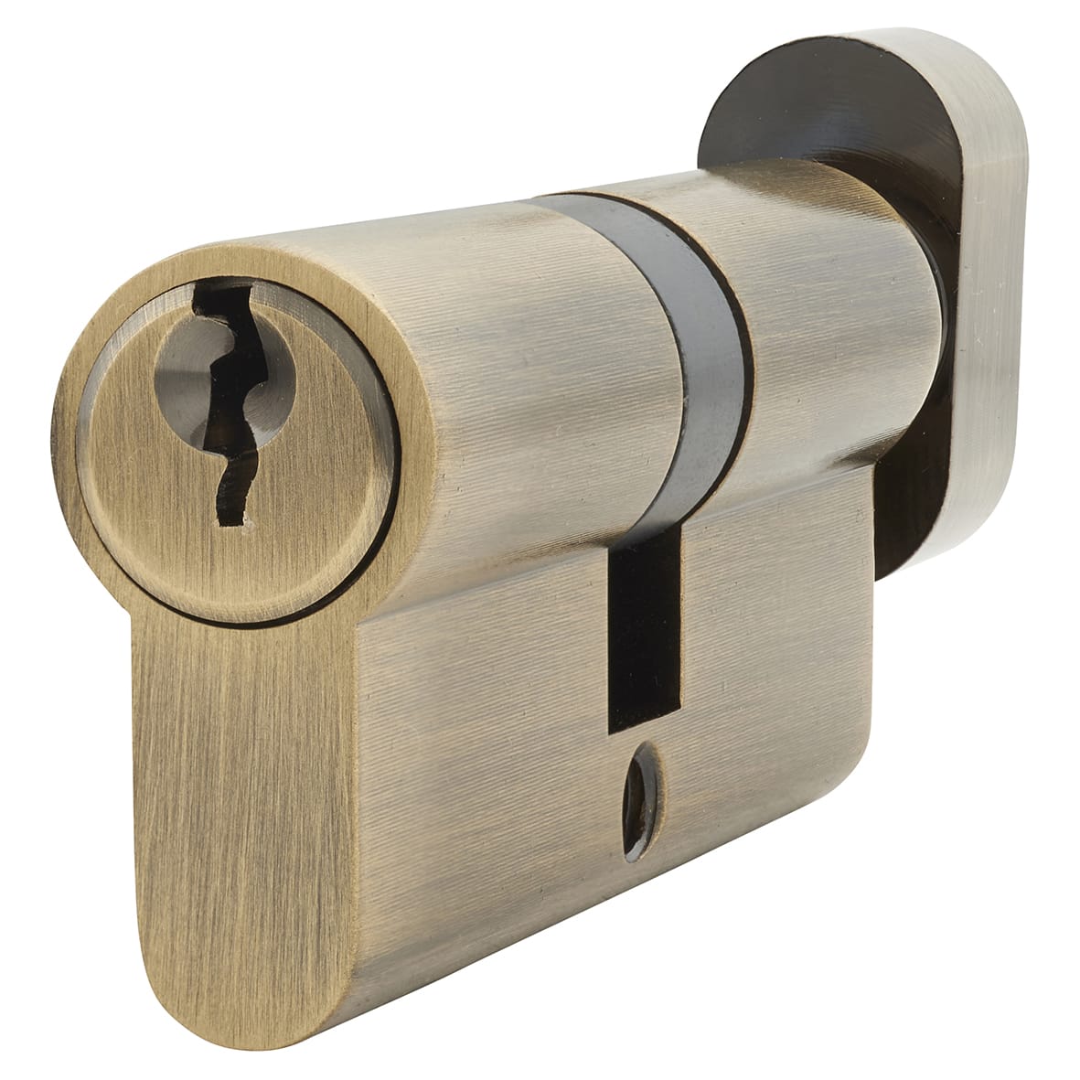 5 Pin 70mm Euro Thumbturn Cylinder - 35mm Turn + 35mm - Antique Brass - Keyed To Differ