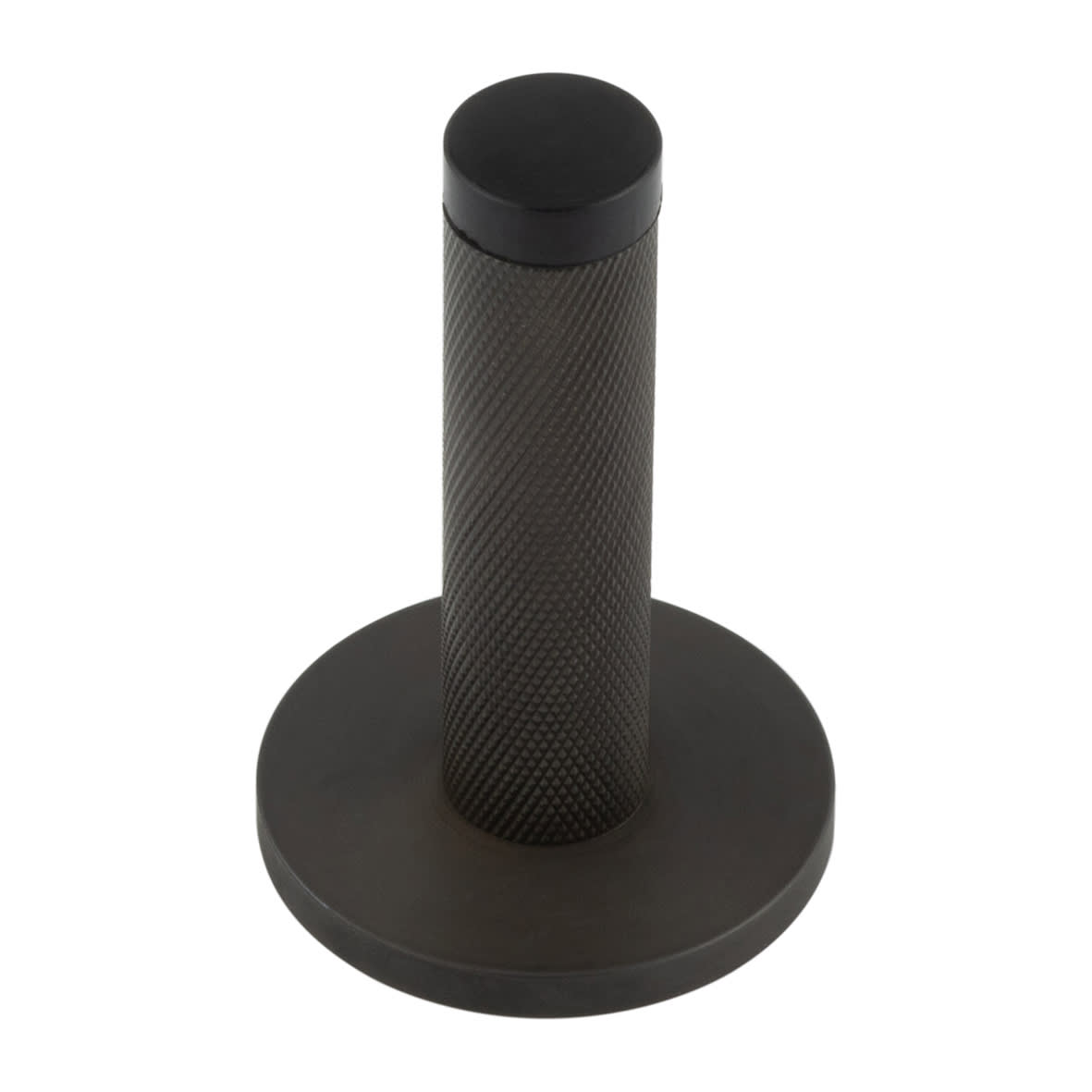 Knurled Projection Door Stop on Plain Rose - 76mm Projection - Dark Bronze