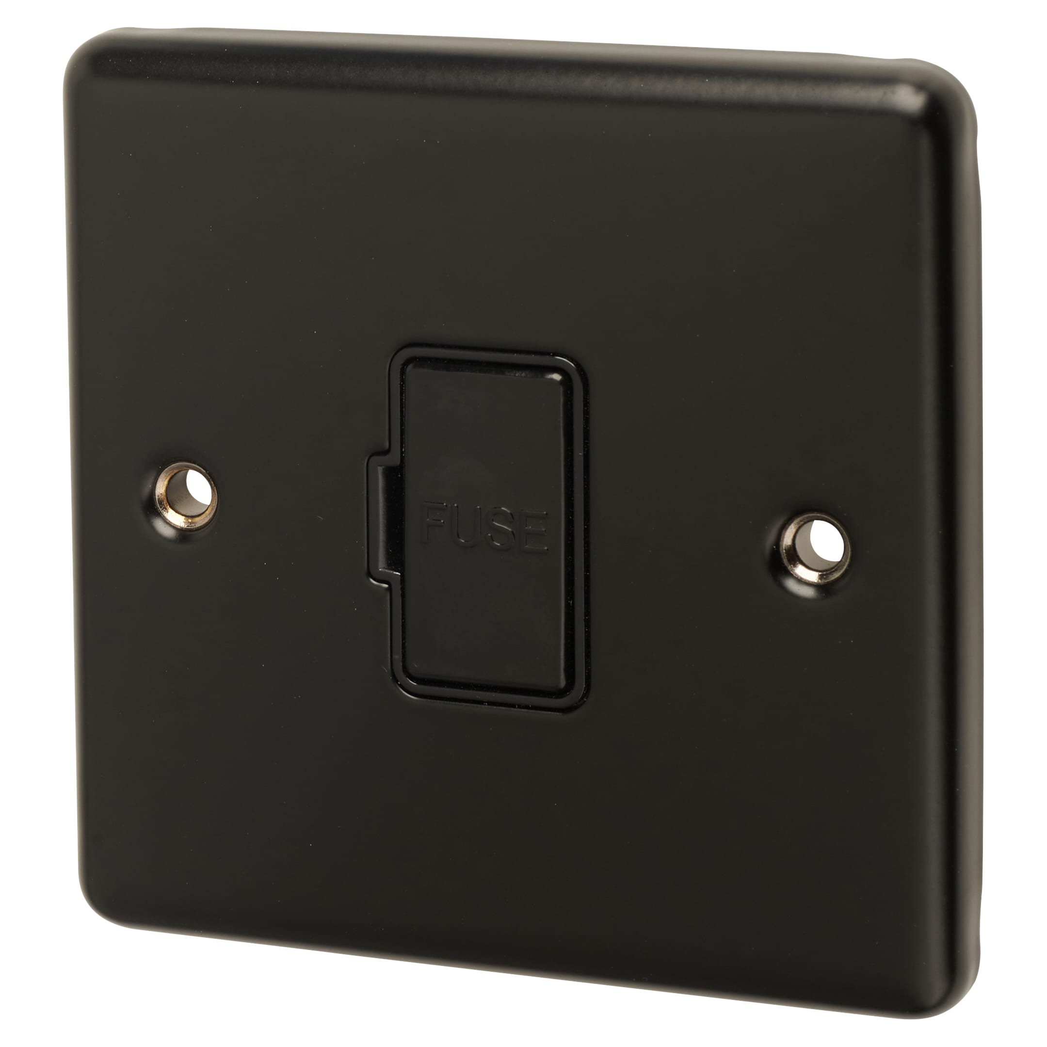 Enhance Decorative 13A 1 Gang Unswitched Fused Spur - Matt Black with Black Inserts