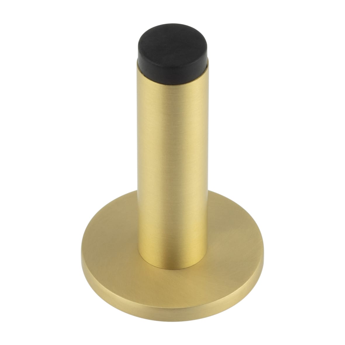 Plain Projection Door Stop on Plain Rose - 76mm Projection - Satin Brass