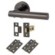 Black Nickel Latch Door Handles on Rose Pack - Bella Range