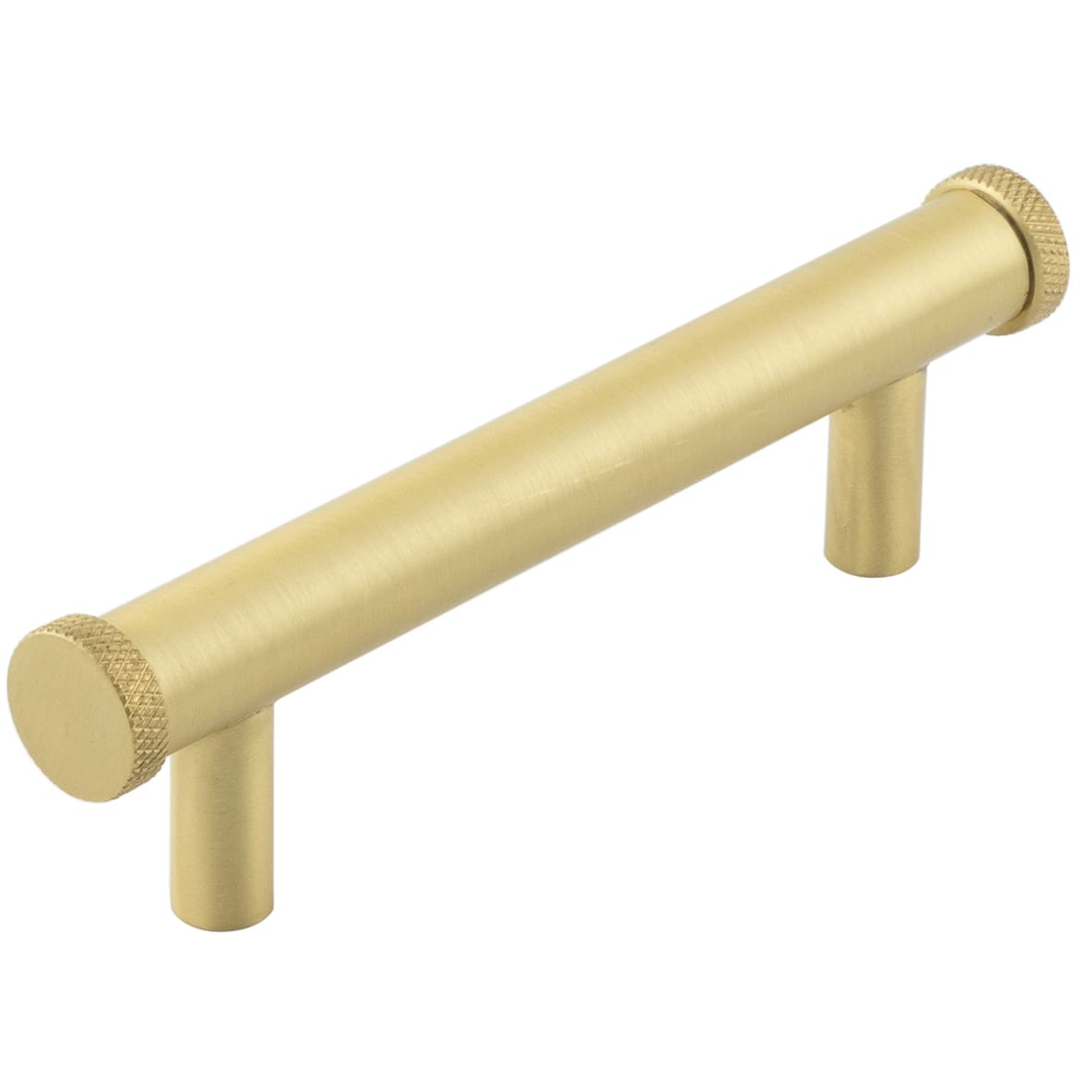 Wenlock 15mm Knurled T-Bar Cabinet Pull Handle - 96mm c/c - Satin Brass
