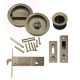 Round Flush Privacy Set with Bolt - Antique Brass