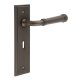 Dark Bronze Fire Rated Keyhole Lock Door Handles - Highgate - 200 x 55mm