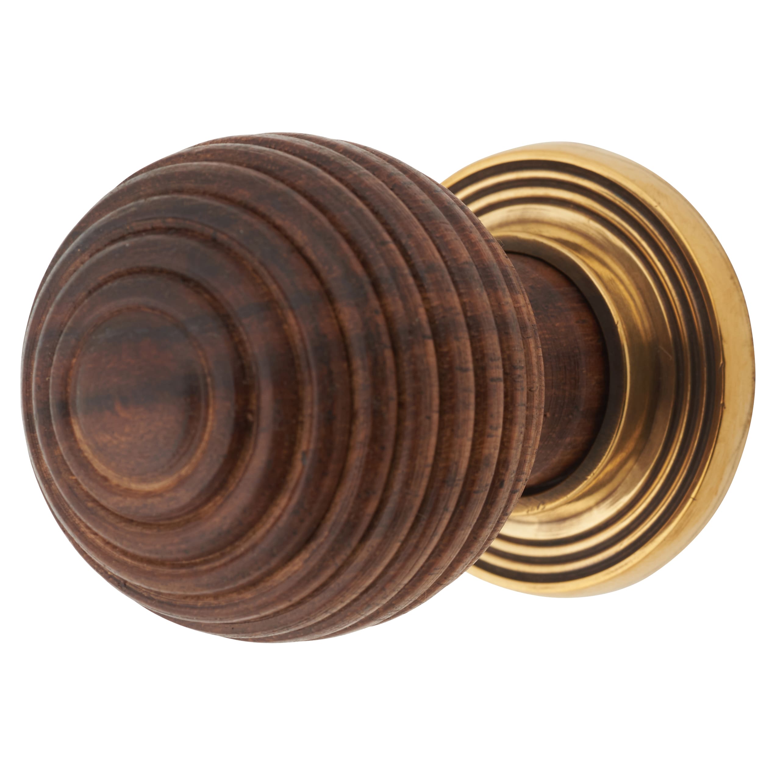 Beehive Ball Cabinet Knob - 38mm Diameter - Rosewood - Antique Brass Rose