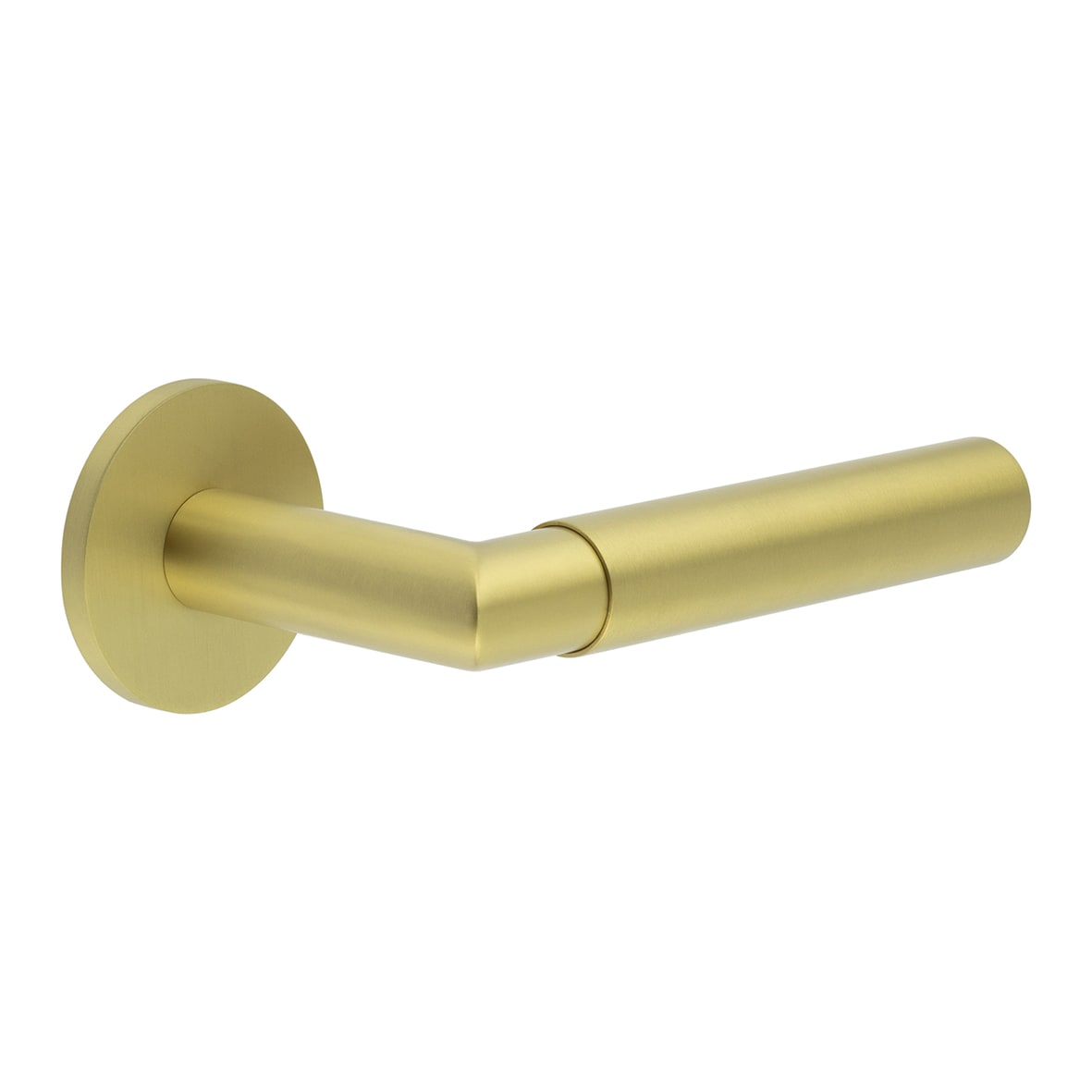 Satin Brass Unsprung Fire Rated Door Handles on Round Rose - CR-102 Range