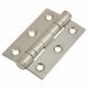 Twin Ball Bearing Butt Door Hinge - 75 x 50 x 2mm - Polished Stainless Steel - Pair