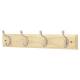 Hat & Coat Hook Rail - 400 x 20 x 71mm - 4 Hooks - Pine Board with Satin Chrome Hooks