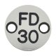 Fire Door Sign - Drilled - 25mm Diameter - Rigid Plastic - Silver