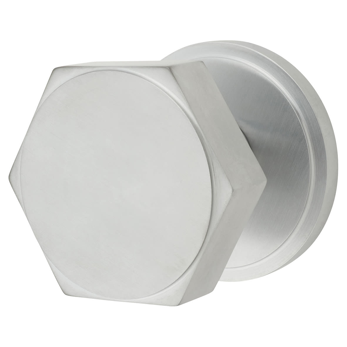 Satin Chrome Hexagonal Centre Door Knob - 80mm Rose Diameter