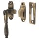 Cast Reeded Mortice & Hook Plate Casement Window Fastener - Reversible - Antique Brass
