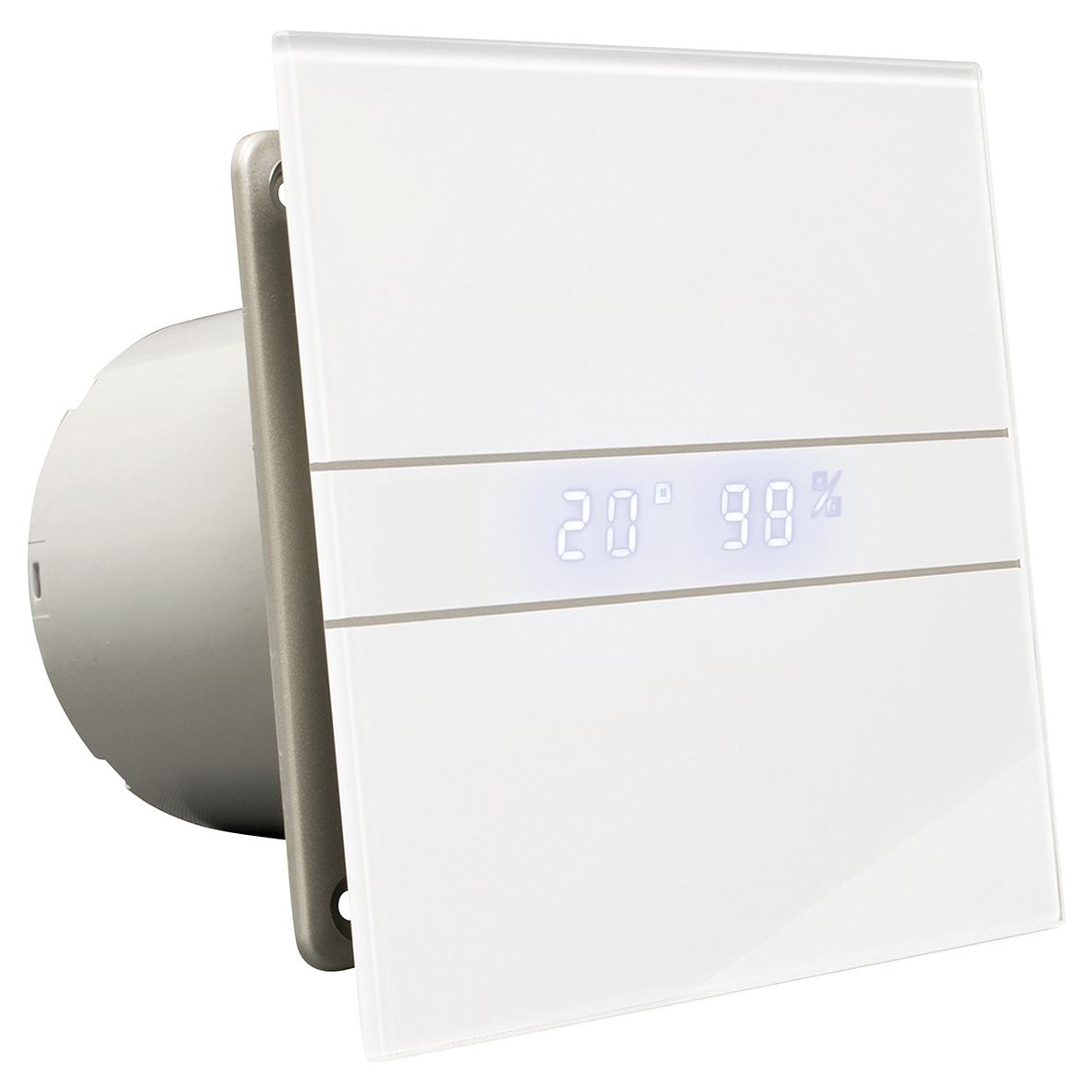 Mela Air Glass EVEMAG100TH001 Digital Bathroom Extractor Fan & Timer - White
