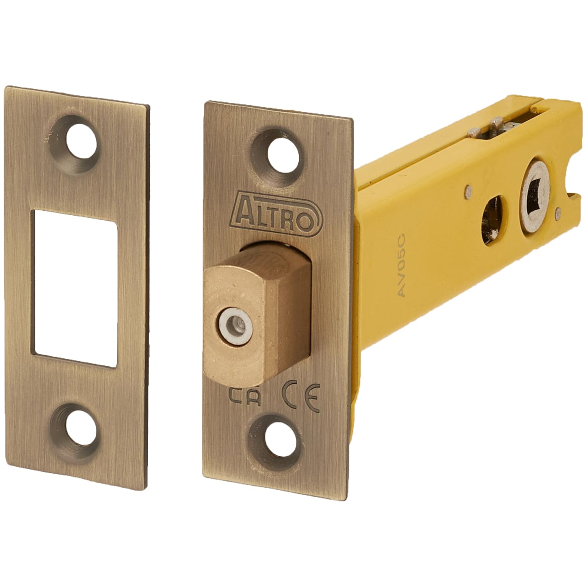 5mm Bolt Through Tubular Bathroom Deadbolt - 103mm Case - 82mm Backset - Square - Ant Brass