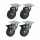 Castor - 2 x Swivel, 2 x Swivel Braked - 135kg Max - 75mm Diameter - Grey - Pack of 4