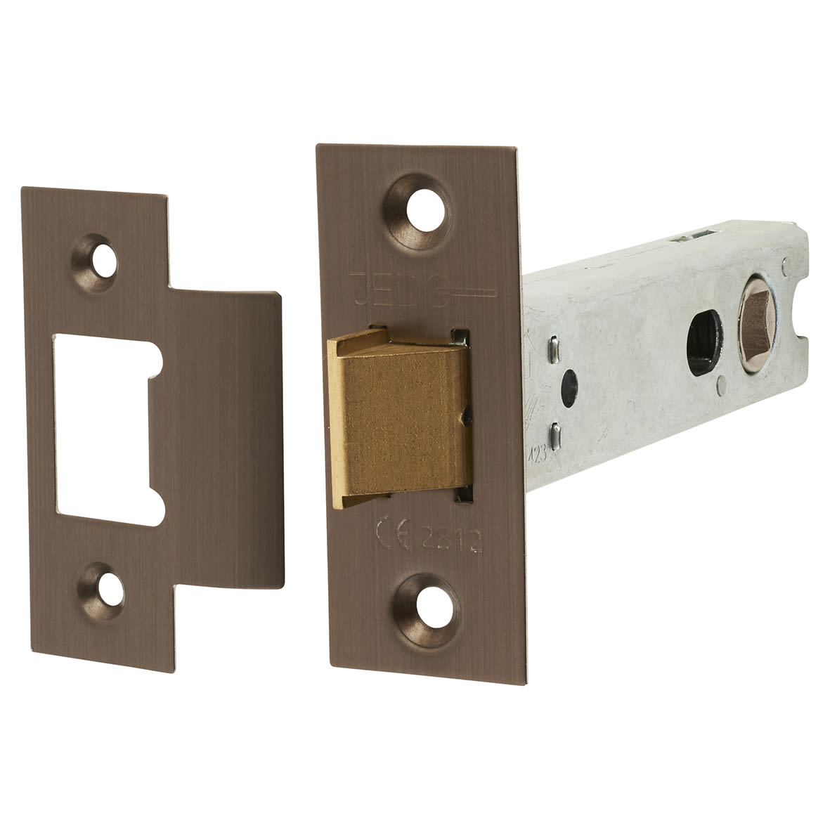 Heavy Duty Bolt Through Tubular Latch - 102mm Case - 82mm Backset - Square - Antique Brass