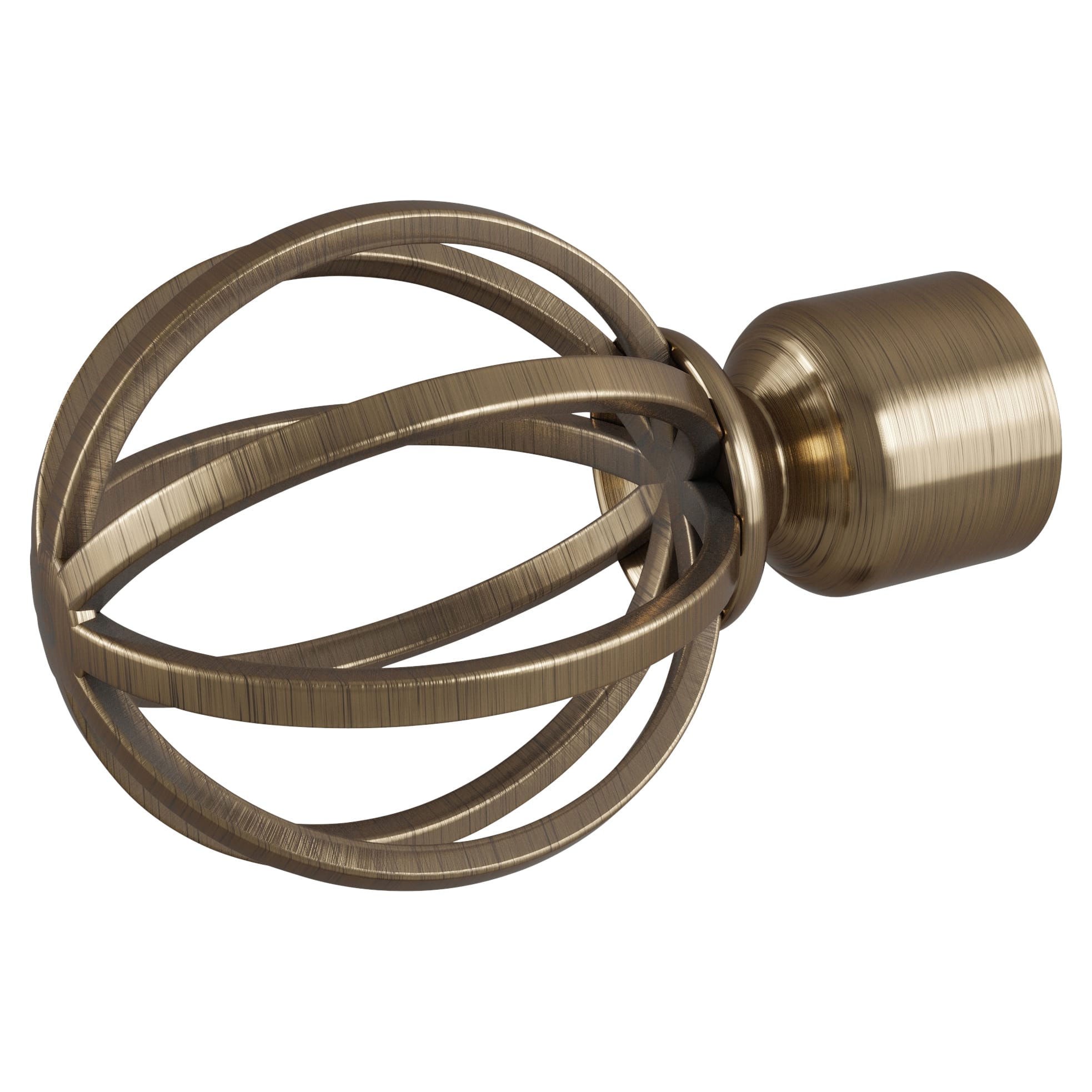 25mm Cage Orb Curtain Pole Finial - Antique Brass - Pack of 2