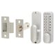Easy Code Change Push Button Code Lock and Latch - Holdback Option - Satin Chrome