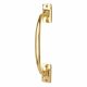 Traditional Polished Brass Light Cast D-Bar Door Pull Handle - Screw Fix - 250mm Centres
