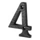 76mm Screw Fix Door Numeral - 4 - Antique Black Iron