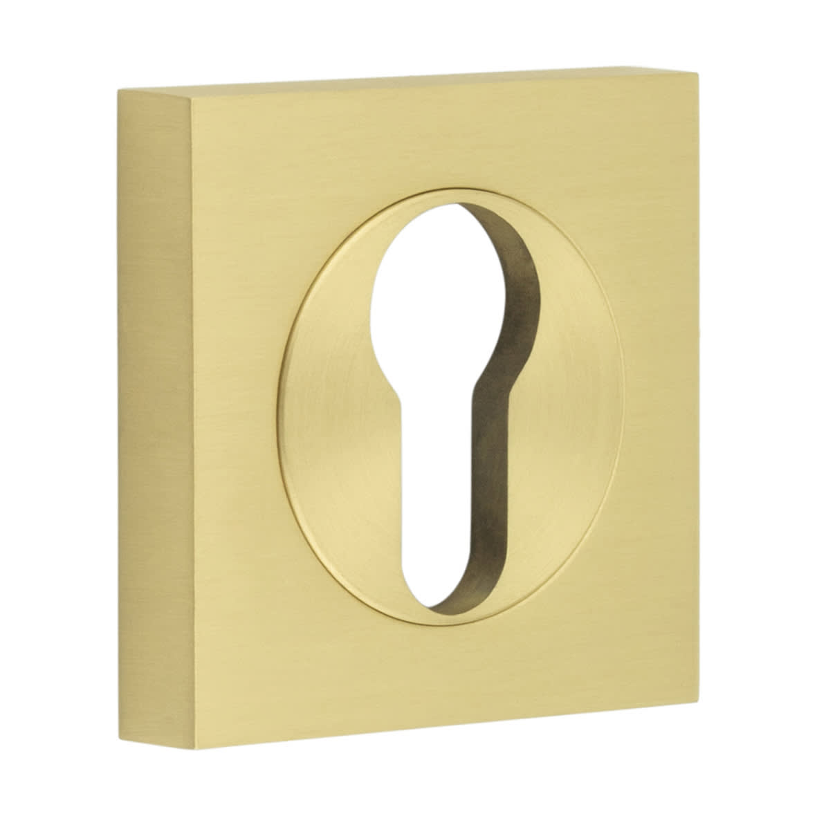 Square Escutcheon on Plain Rose - 52 x 52mm - Euro - Satin Brass