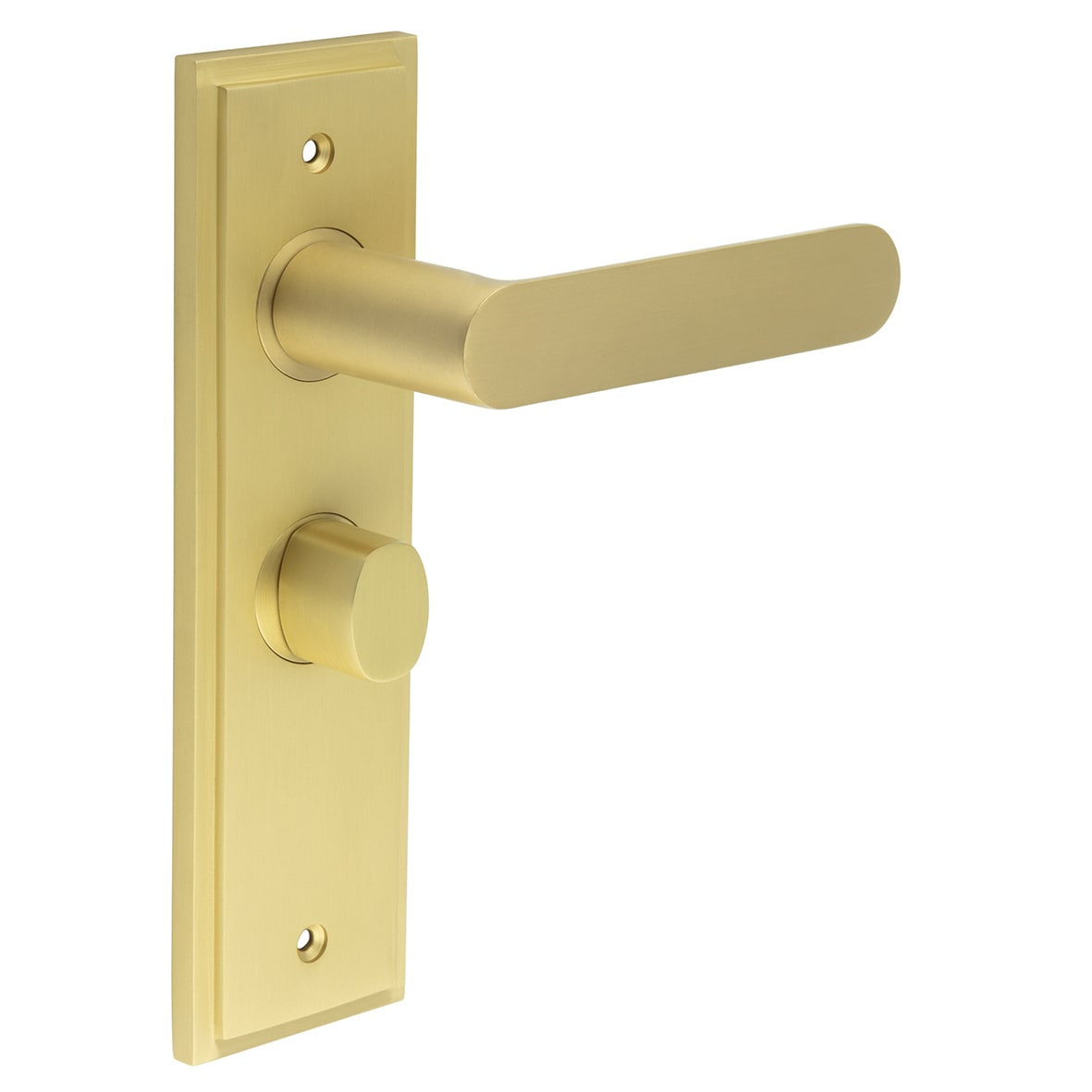Satin Brass Fire Rated Bathroom Door Handles - Kensington - Inner 2 - 200 x 55mm