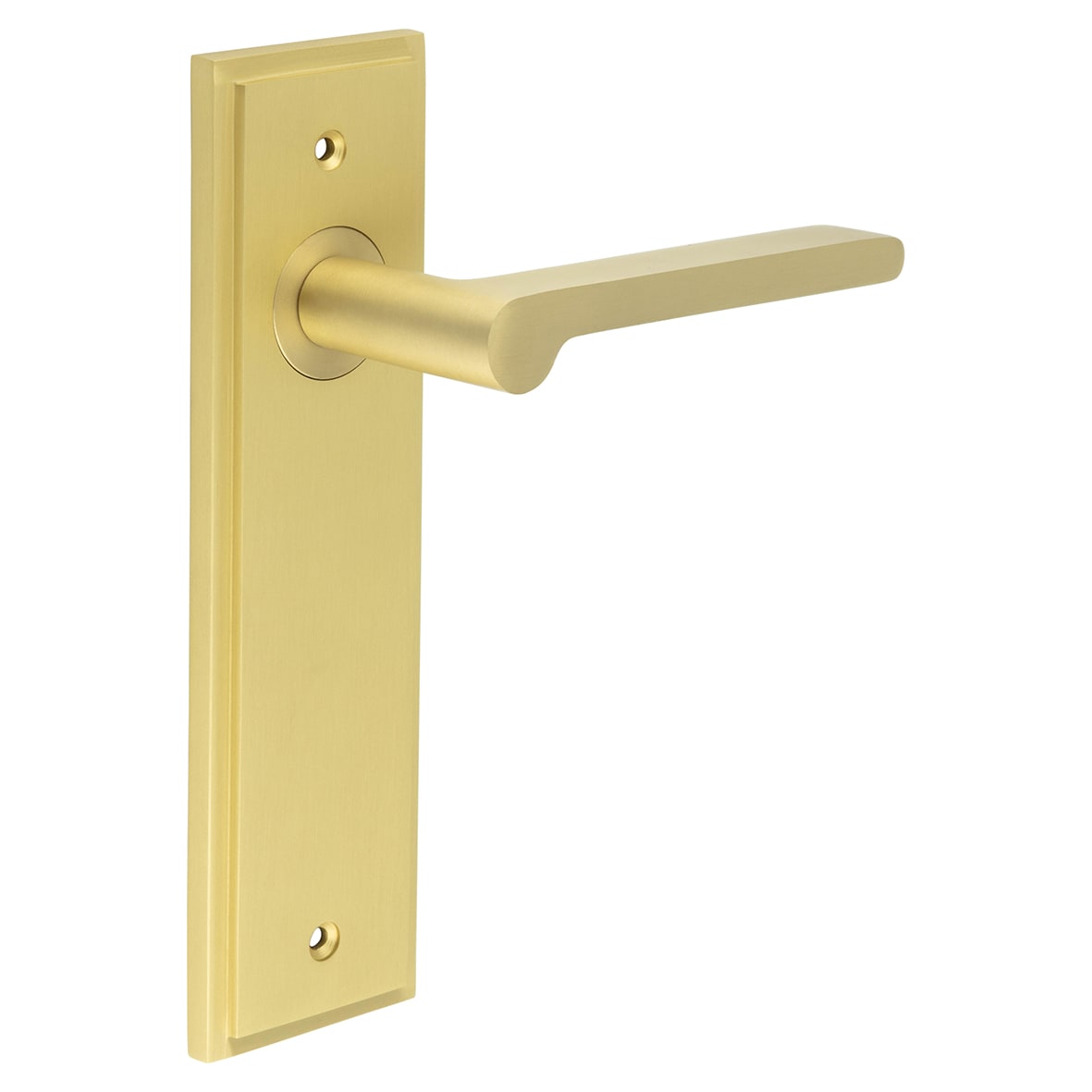 Satin Brass Fire Rated Latch Door Handles - Fitzrovia - 200 x 55mm