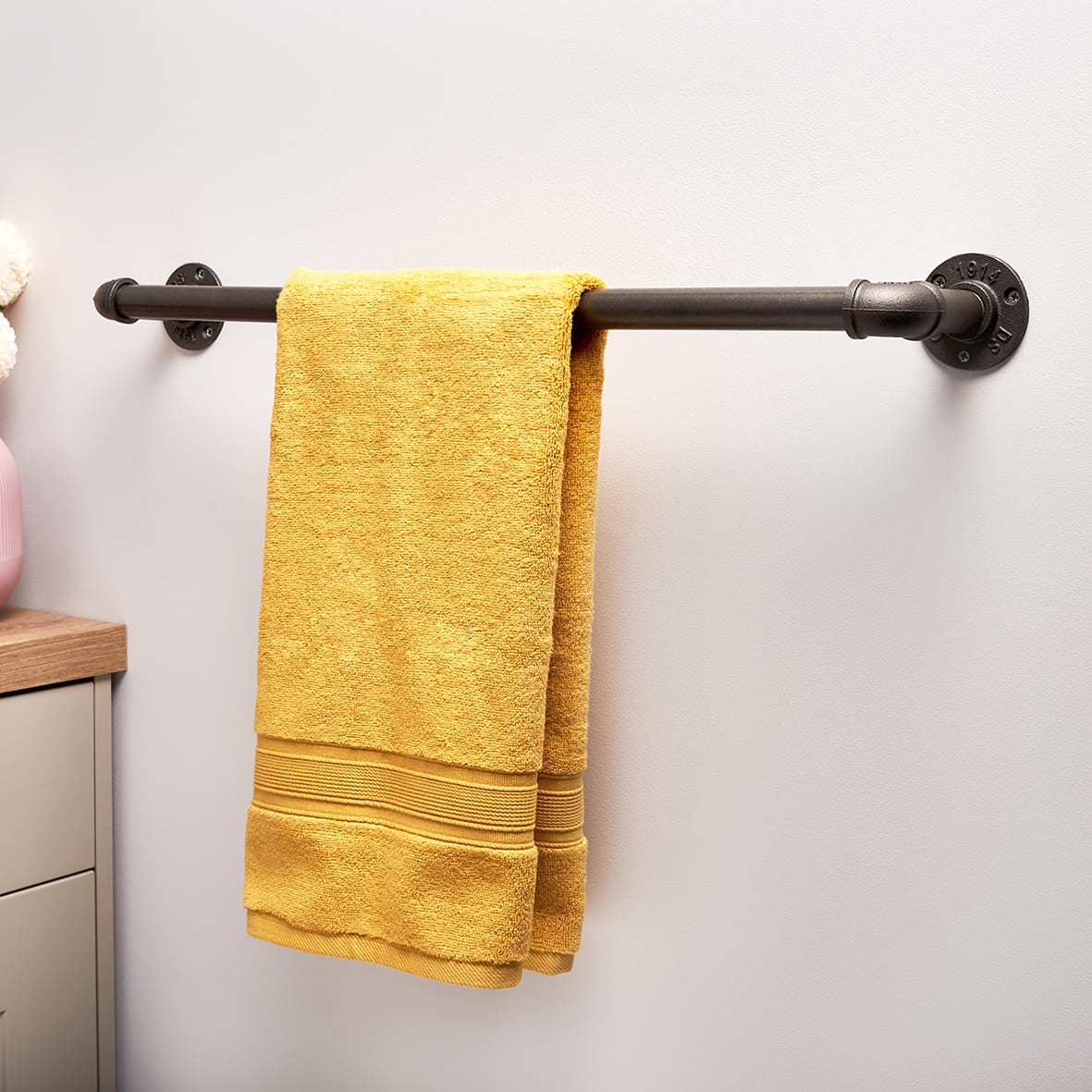 3/4" Long Pipe Round Towel Rail Kit - Grey