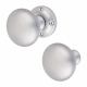 Satin Chrome Round Rim Door Knob - 57mm Rose Diameter