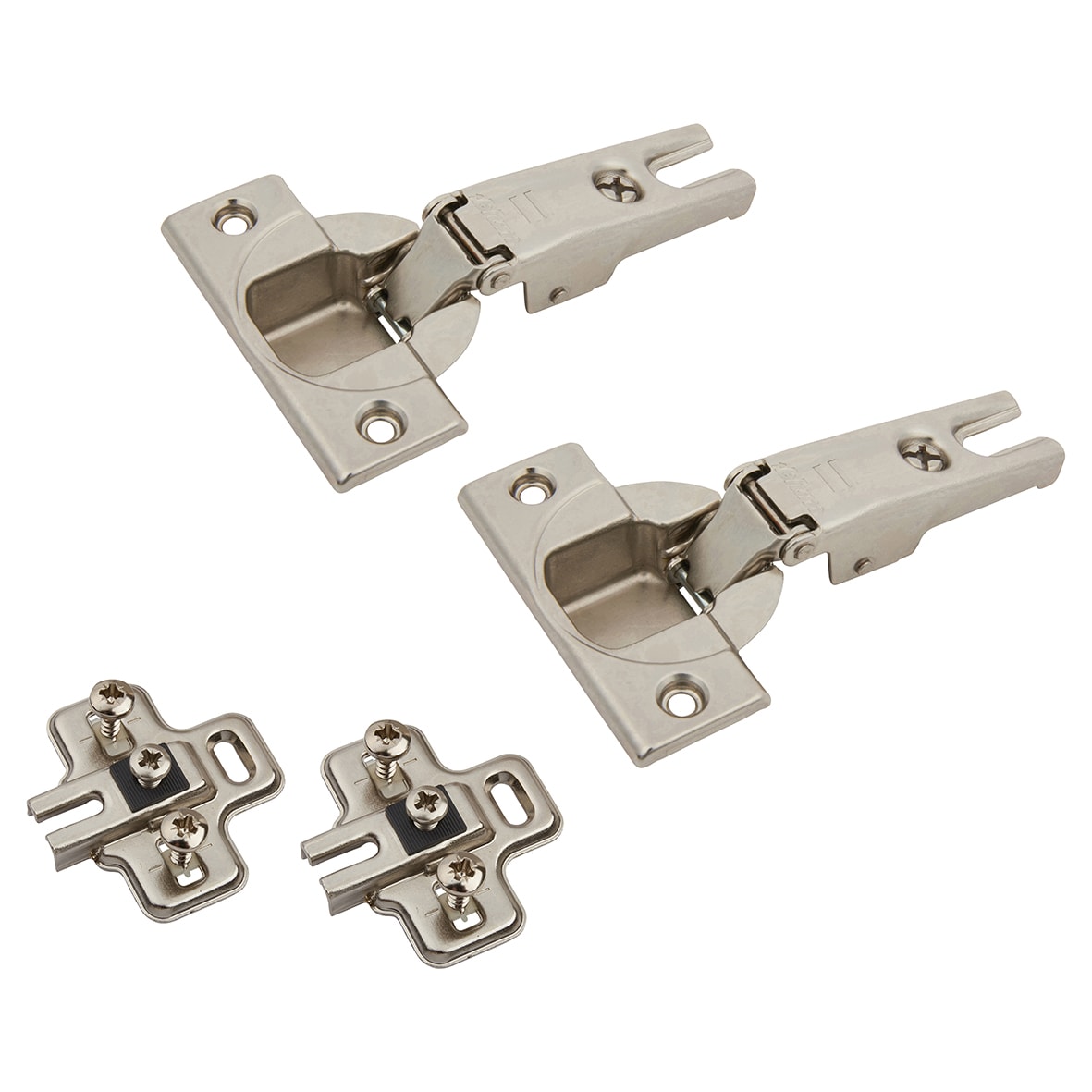 MODUL Refrigerator Facade Cabinet Hinges & Mounting Plates - 95° - Sprung - Overlay - Pair