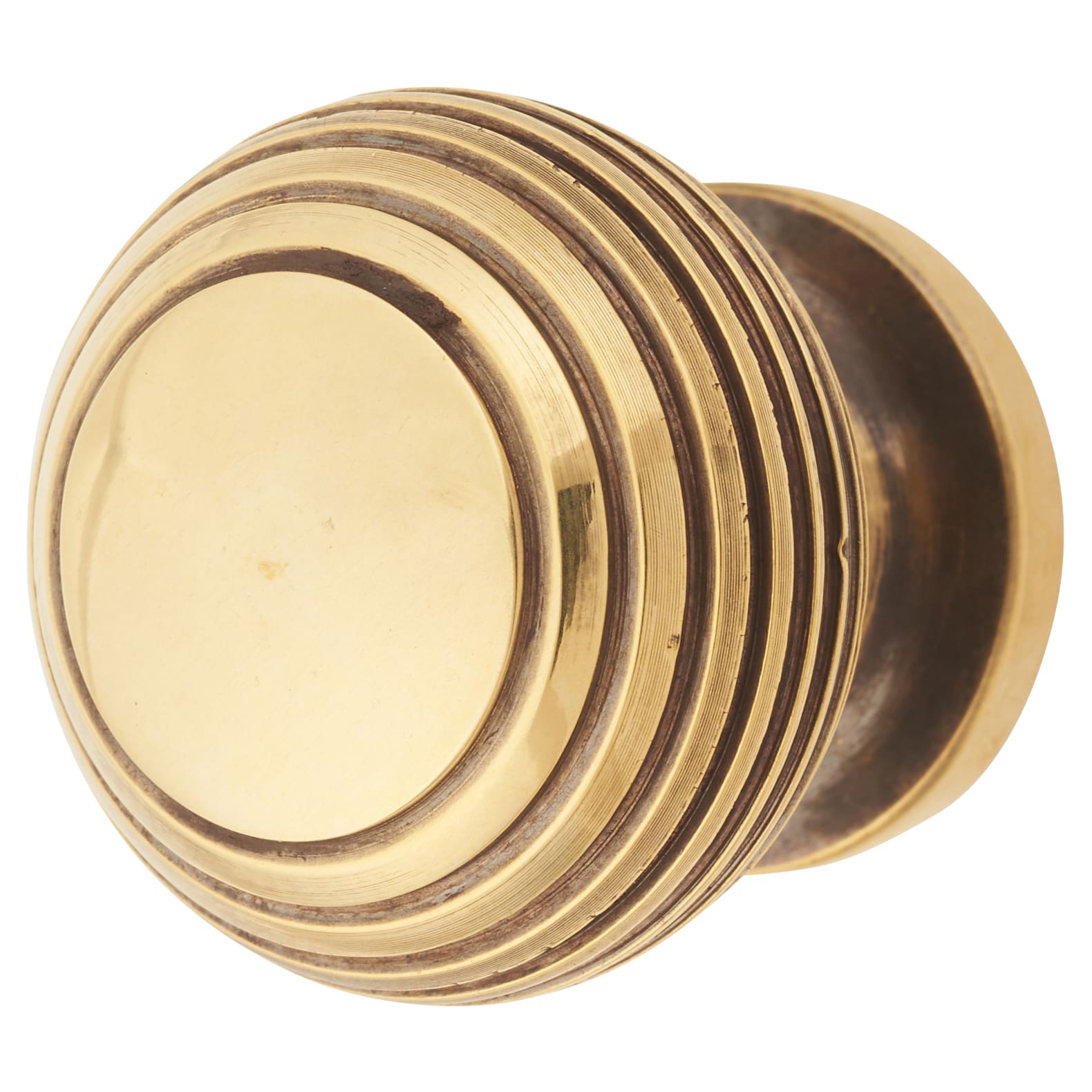 Beehive Round Cabinet Knob - 30mm Diameter - Antique Brass