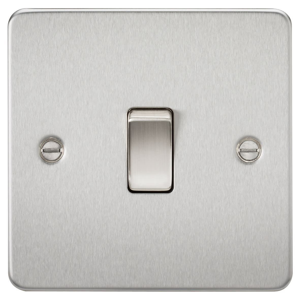 20A 1 Gang Flat Plate Double Pole Appliance Switch - Brushed Chrome