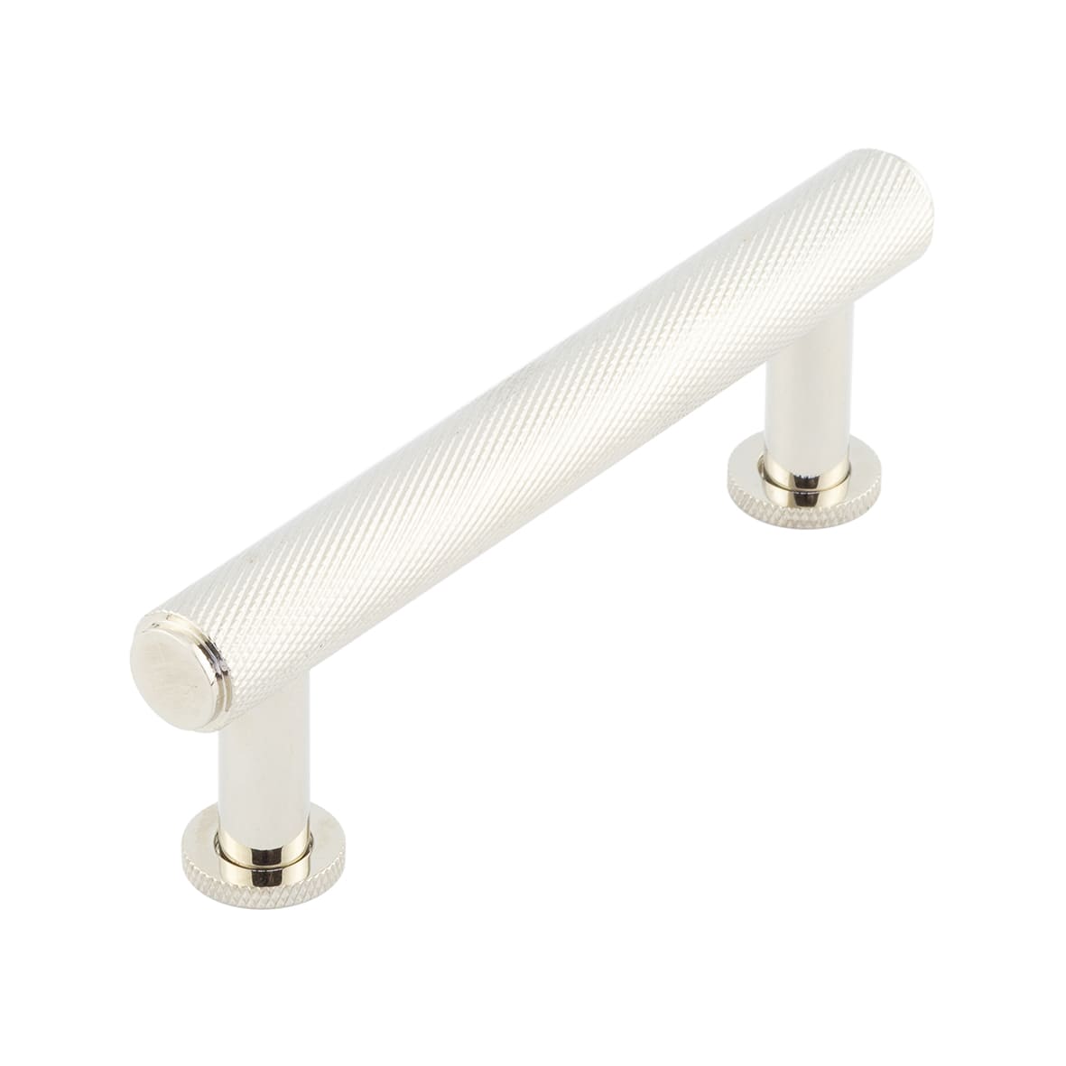 Piccadilly 15mm Knurled T-Bar Cabinet Pull Handle - 96mm c/c - Polished Nickel