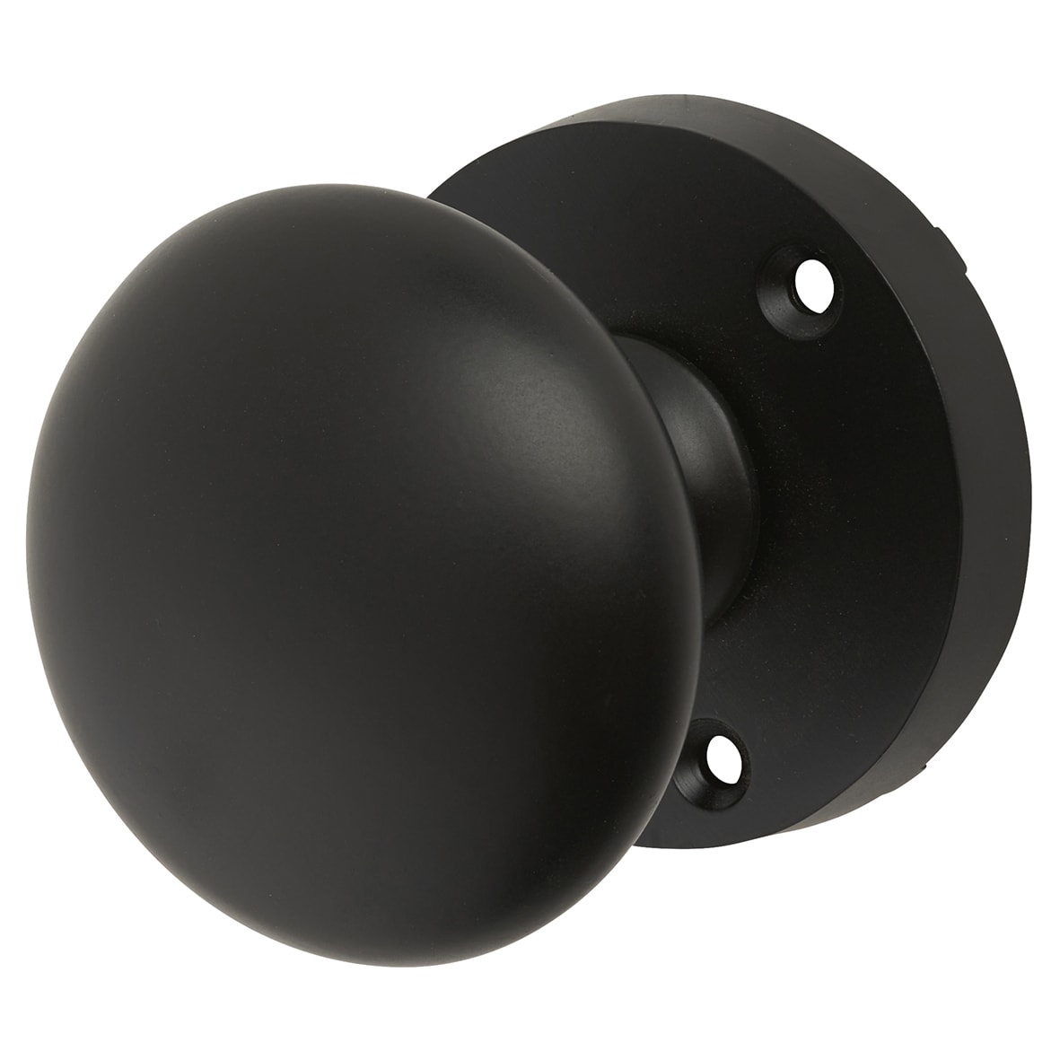 Matt Black Round Mortice Door Knob - 60mm Rose Diameter