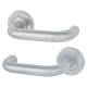 Satin Stainless Steel 19mm Return to Door Handles on Round Rose