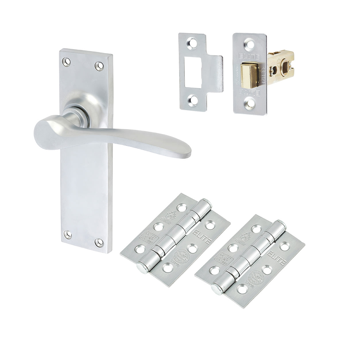 Satin Chrome Latch Door Handles Pack - Buckingham Range