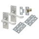 Satin Chrome Victorian Scroll Privacy Latch Door Handles Pack - Short Plate