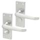 Satin Chrome Victorian Straight Privacy Door Handles - Short Plate - 118 x 42mm