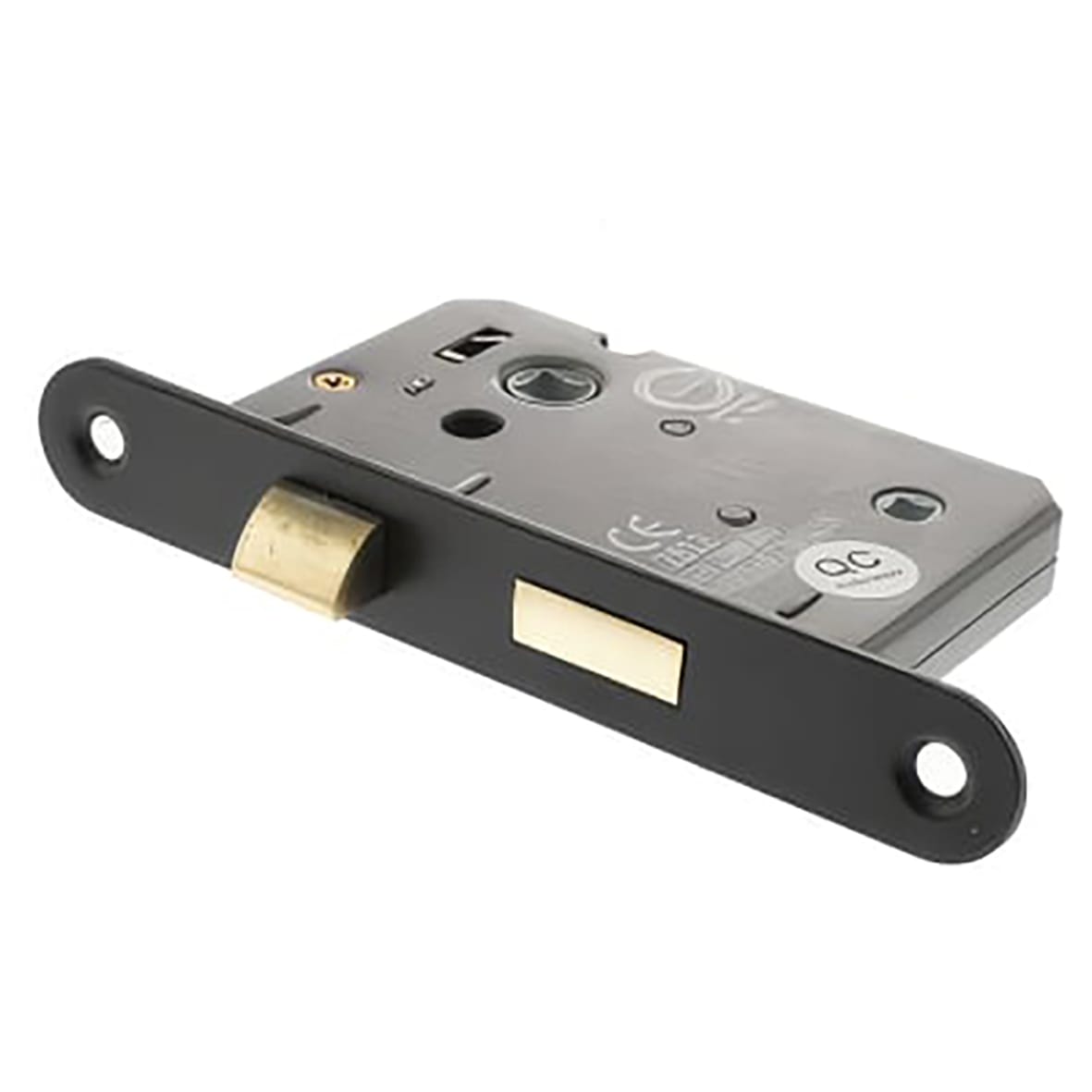 Fire-Rated Bolt Through Bathroom Lock - 65mm Case - 45mm Backset - Radius - Matt Black