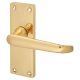 Polished Brass Victorian Straight Latch Door Handles - Short Plate - 118 x 42mm