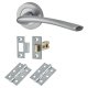 Satin Chrome Latch Door Handles on Rose Pack - Rimini Range