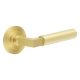 Satin Brass Fire Rated Door Handles on Round Reeded Rose - Westminster Range