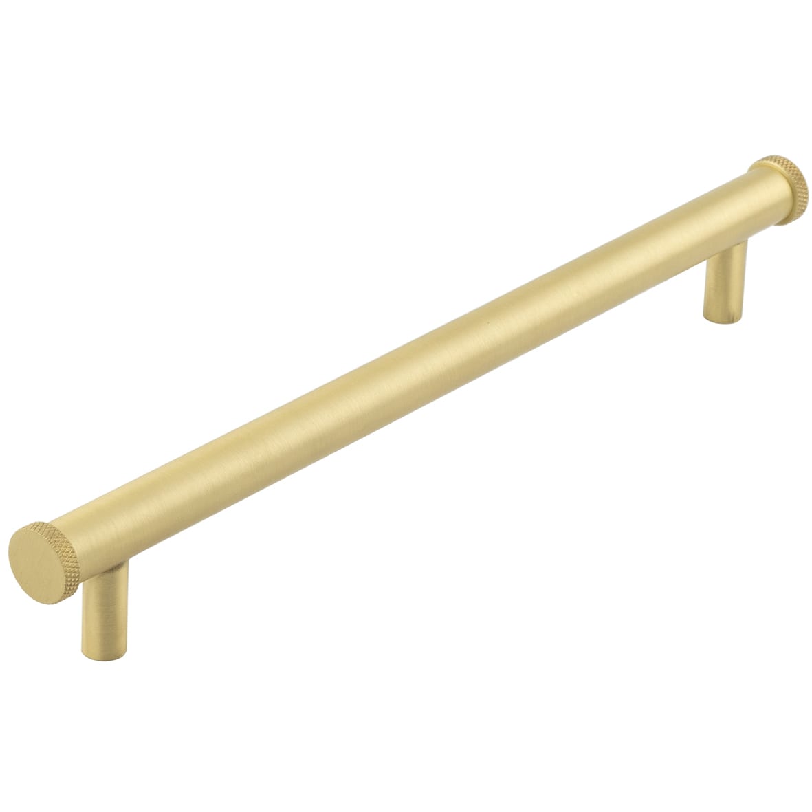 Wenlock 15mm Knurled T-Bar Cabinet Pull Handle - 224mm c/c - Satin Brass