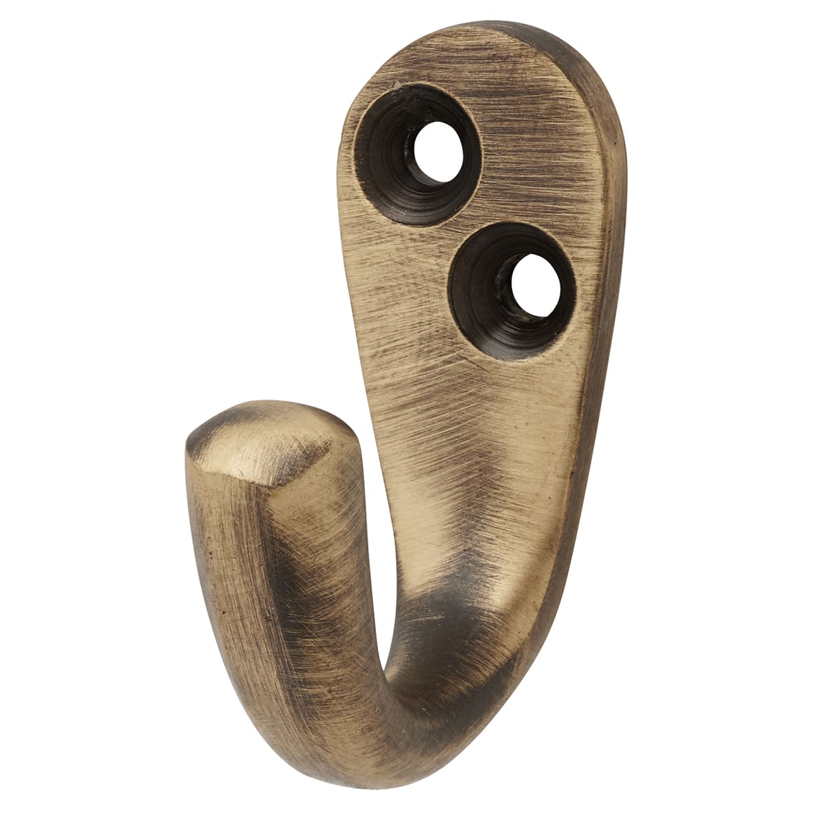 Solid Brass Single Coat Hook - 43 x 17mm - Antique Brass