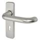 Satin Aluminium 20mm Return to Door Keyhole Lock Door Handles - 155 x 40mm